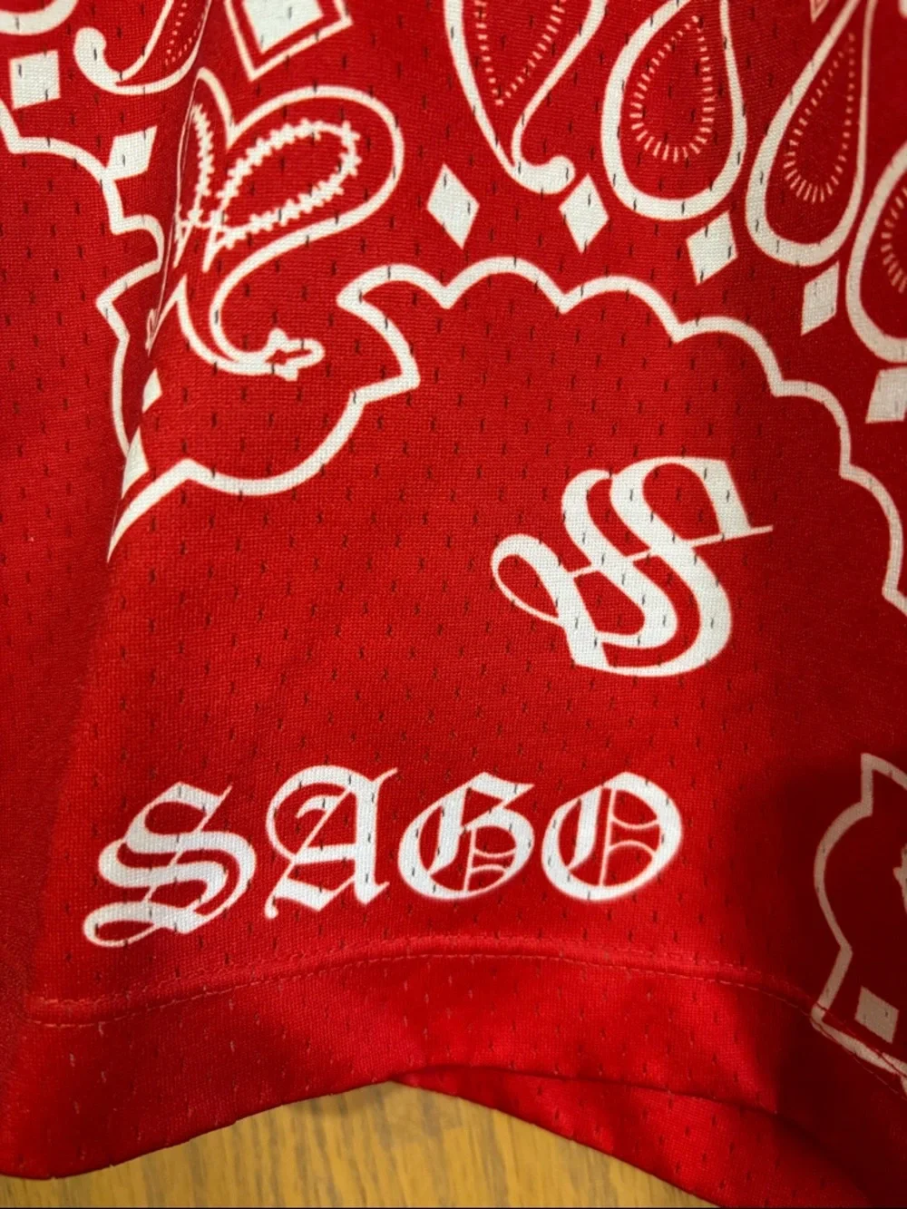 SAGO studio red bandana shorts Men’s XL elastic waist with string tie pockets - Picture 5 of 9
